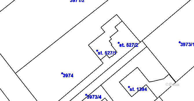 Parcela st. 527/1 v KÚ Týnec nad Sázavou, Katastrální mapa