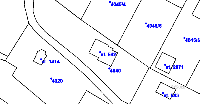 Parcela st. 542 v KÚ Týnec nad Sázavou, Katastrální mapa