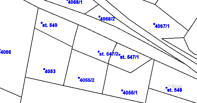 Parcela st. 547/2 v KÚ Týnec nad Sázavou, Katastrální mapa