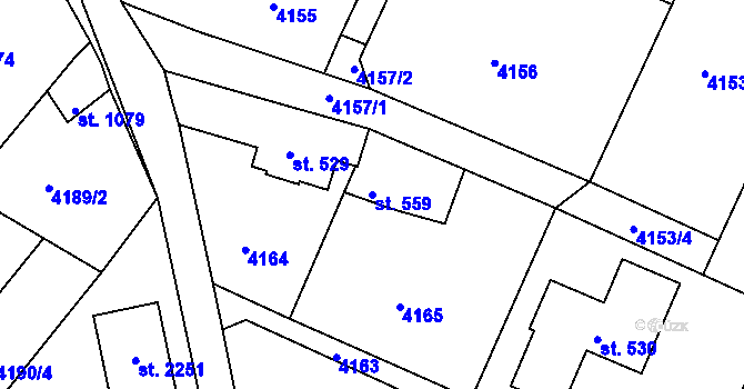 Parcela st. 559 v KÚ Týnec nad Sázavou, Katastrální mapa