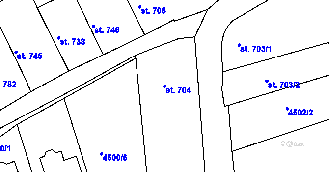 Parcela st. 704 v KÚ Týnec nad Sázavou, Katastrální mapa