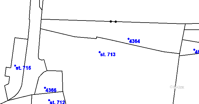 Parcela st. 713 v KÚ Týnec nad Sázavou, Katastrální mapa