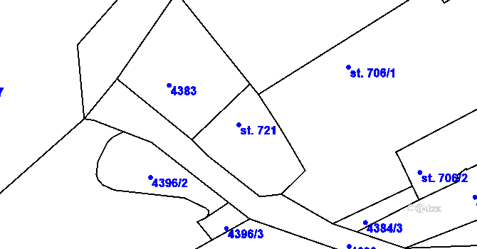 Parcela st. 721 v KÚ Týnec nad Sázavou, Katastrální mapa