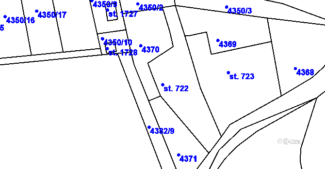 Parcela st. 722 v KÚ Týnec nad Sázavou, Katastrální mapa