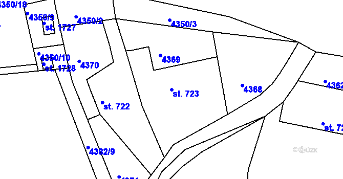Parcela st. 723 v KÚ Týnec nad Sázavou, Katastrální mapa