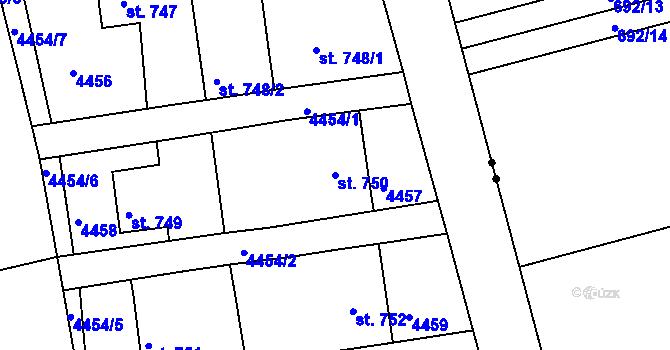 Parcela st. 750 v KÚ Týnec nad Sázavou, Katastrální mapa