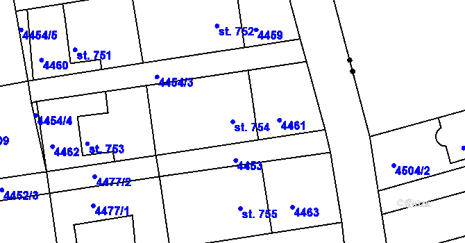 Parcela st. 754 v KÚ Týnec nad Sázavou, Katastrální mapa