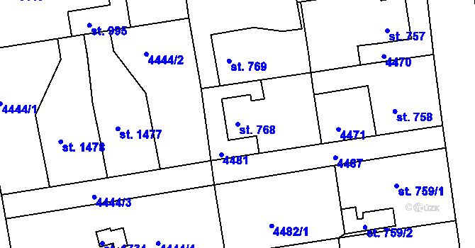 Parcela st. 768 v KÚ Týnec nad Sázavou, Katastrální mapa