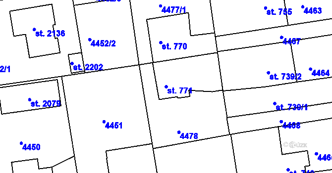 Parcela st. 771 v KÚ Týnec nad Sázavou, Katastrální mapa
