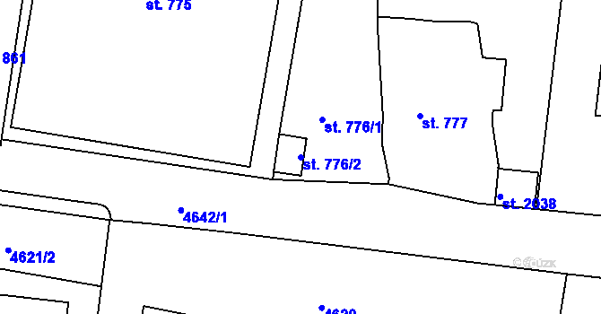 Parcela st. 776/2 v KÚ Týnec nad Sázavou, Katastrální mapa