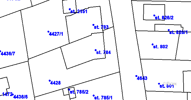 Parcela st. 784 v KÚ Týnec nad Sázavou, Katastrální mapa