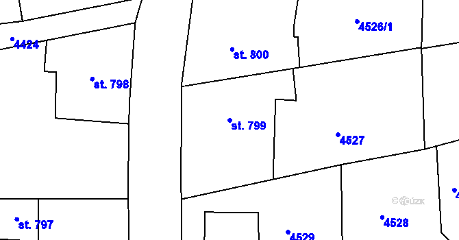 Parcela st. 799 v KÚ Týnec nad Sázavou, Katastrální mapa