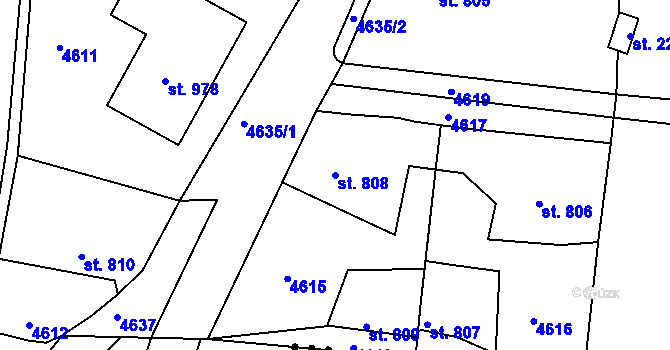 Parcela st. 808 v KÚ Týnec nad Sázavou, Katastrální mapa