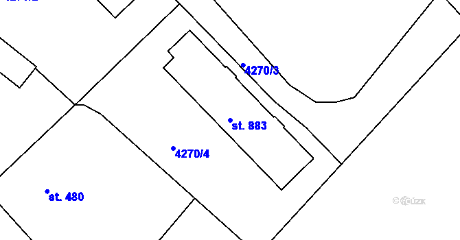 Parcela st. 883 v KÚ Týnec nad Sázavou, Katastrální mapa