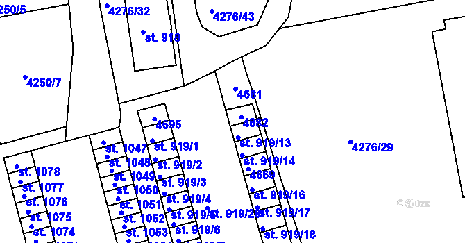 Parcela st. 919/27 v KÚ Týnec nad Sázavou, Katastrální mapa