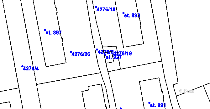 Parcela st. 927 v KÚ Týnec nad Sázavou, Katastrální mapa