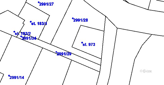 Parcela st. 973 v KÚ Týnec nad Sázavou, Katastrální mapa