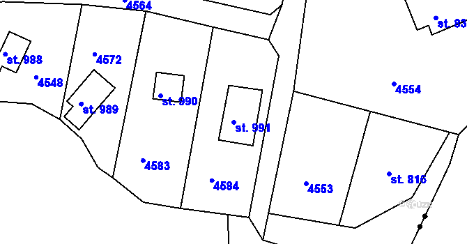 Parcela st. 991 v KÚ Týnec nad Sázavou, Katastrální mapa
