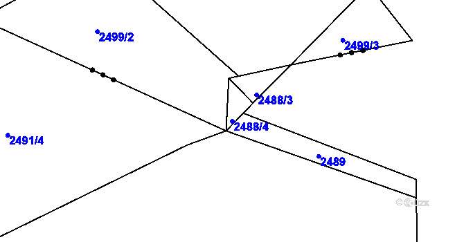 Parcela st. 2488/4 v KÚ Týnec nad Sázavou, Katastrální mapa