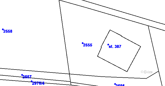 Parcela st. 2555 v KÚ Týnec nad Sázavou, Katastrální mapa