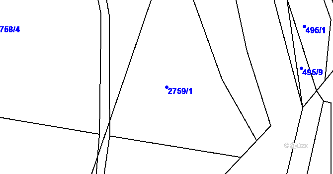 Parcela st. 2759/1 v KÚ Týnec nad Sázavou, Katastrální mapa