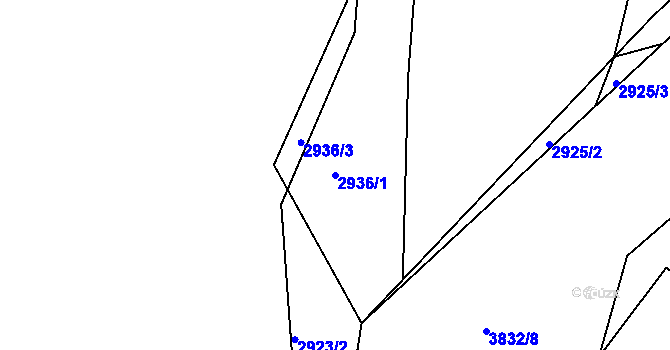 Parcela st. 2936/1 v KÚ Týnec nad Sázavou, Katastrální mapa