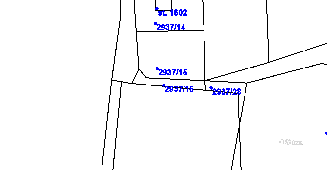 Parcela st. 2937/16 v KÚ Týnec nad Sázavou, Katastrální mapa