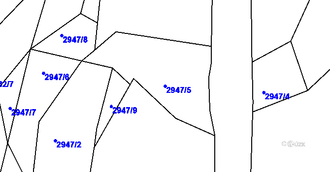 Parcela st. 2947/5 v KÚ Týnec nad Sázavou, Katastrální mapa