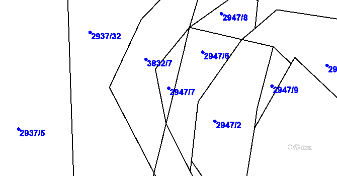 Parcela st. 2947/7 v KÚ Týnec nad Sázavou, Katastrální mapa