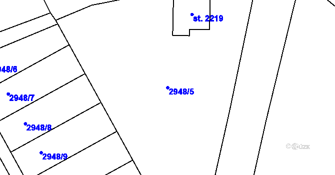 Parcela st. 2948/5 v KÚ Týnec nad Sázavou, Katastrální mapa
