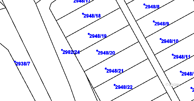 Parcela st. 2948/20 v KÚ Týnec nad Sázavou, Katastrální mapa