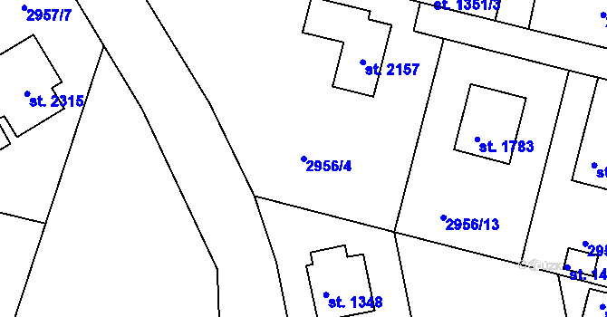 Parcela st. 2956/4 v KÚ Týnec nad Sázavou, Katastrální mapa