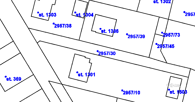 Parcela st. 2957/30 v KÚ Týnec nad Sázavou, Katastrální mapa