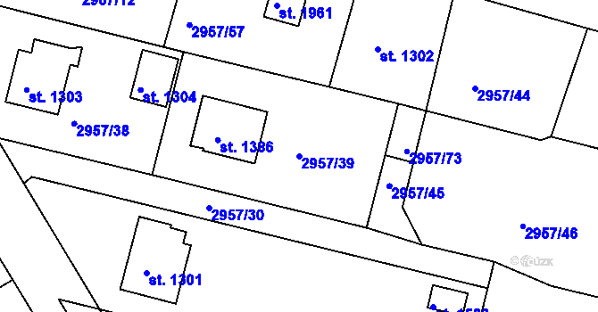 Parcela st. 2957/39 v KÚ Týnec nad Sázavou, Katastrální mapa