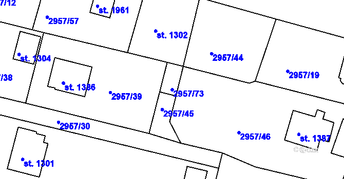 Parcela st. 2957/73 v KÚ Týnec nad Sázavou, Katastrální mapa