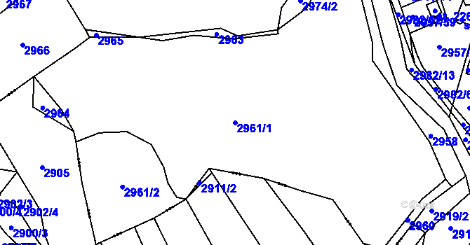 Parcela st. 2961/1 v KÚ Týnec nad Sázavou, Katastrální mapa