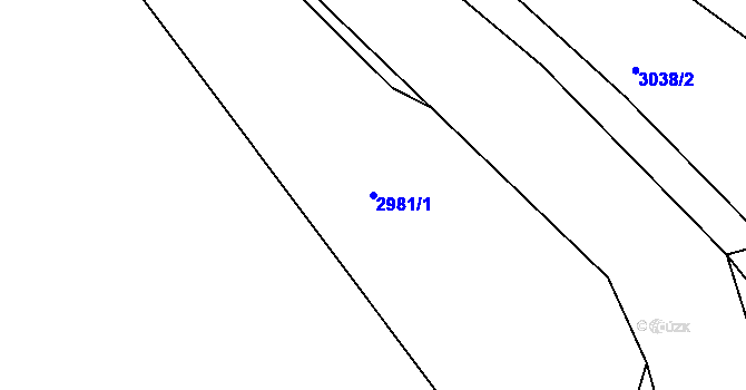 Parcela st. 2981/1 v KÚ Týnec nad Sázavou, Katastrální mapa