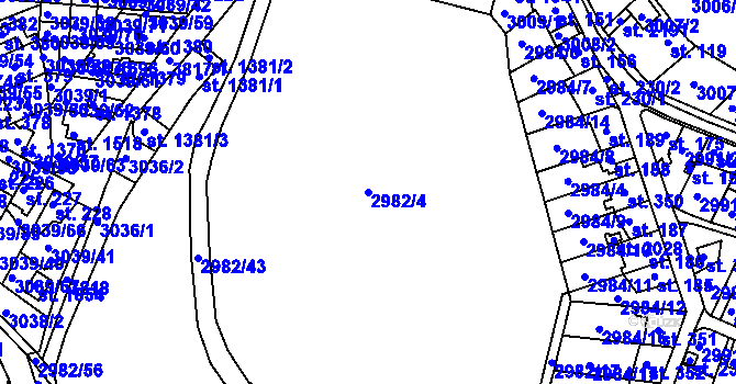 Parcela st. 2982/4 v KÚ Týnec nad Sázavou, Katastrální mapa