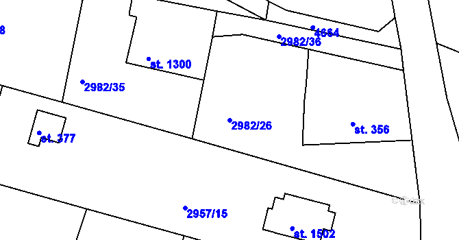 Parcela st. 2982/26 v KÚ Týnec nad Sázavou, Katastrální mapa