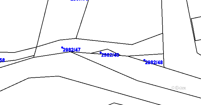 Parcela st. 2982/49 v KÚ Týnec nad Sázavou, Katastrální mapa