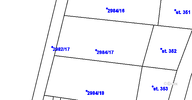 Parcela st. 2984/17 v KÚ Týnec nad Sázavou, Katastrální mapa