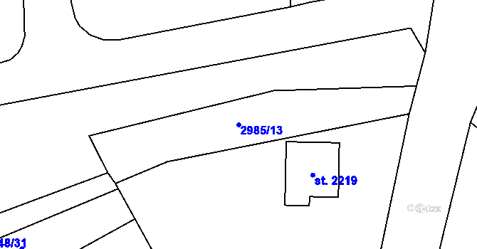 Parcela st. 2985/13 v KÚ Týnec nad Sázavou, Katastrální mapa