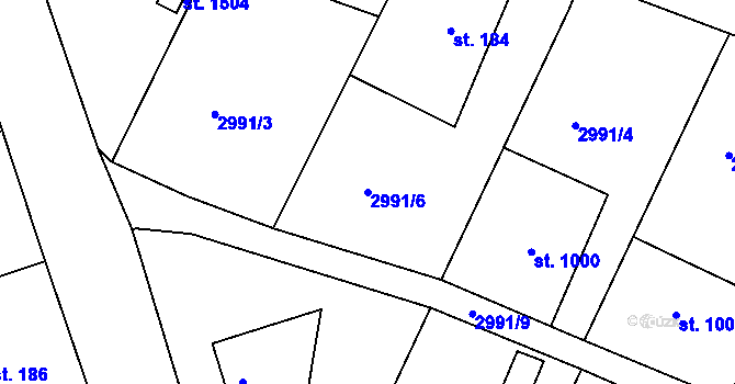 Parcela st. 2991/6 v KÚ Týnec nad Sázavou, Katastrální mapa