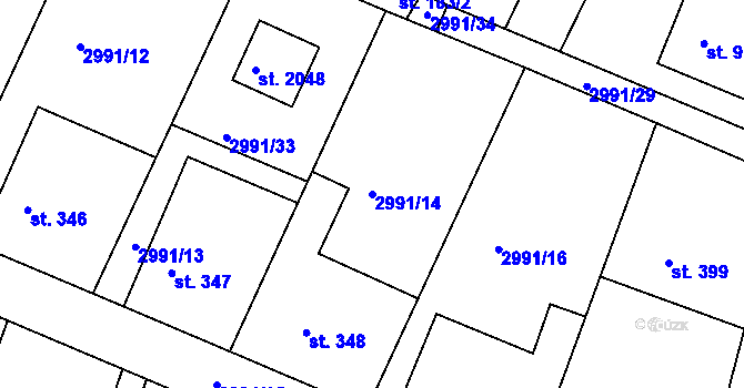Parcela st. 2991/14 v KÚ Týnec nad Sázavou, Katastrální mapa