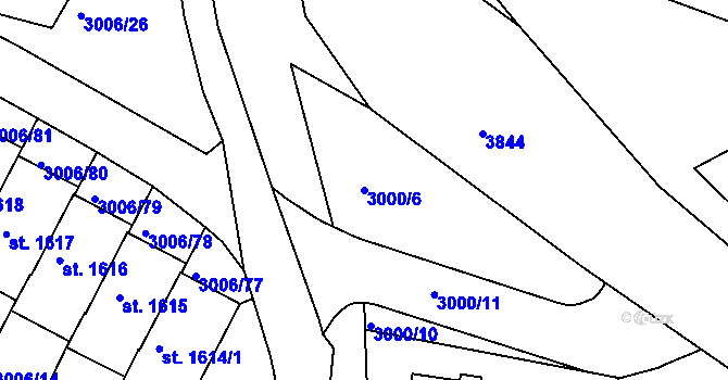 Parcela st. 3000/6 v KÚ Týnec nad Sázavou, Katastrální mapa