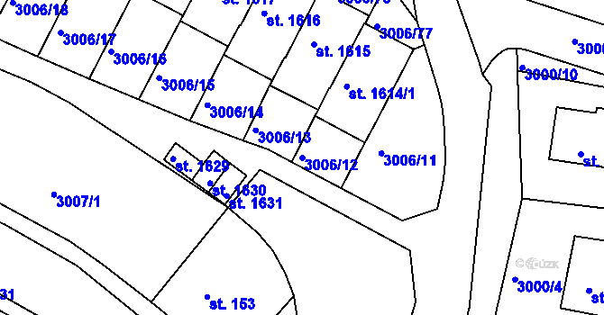 Parcela st. 3006/12 v KÚ Týnec nad Sázavou, Katastrální mapa