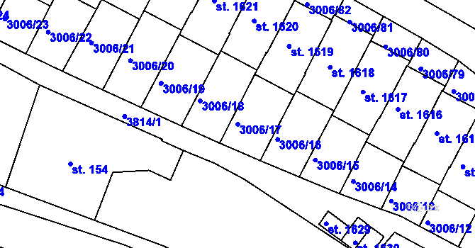 Parcela st. 3006/17 v KÚ Týnec nad Sázavou, Katastrální mapa