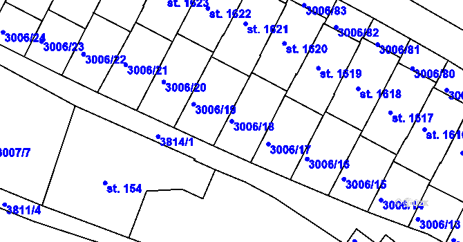 Parcela st. 3006/18 v KÚ Týnec nad Sázavou, Katastrální mapa