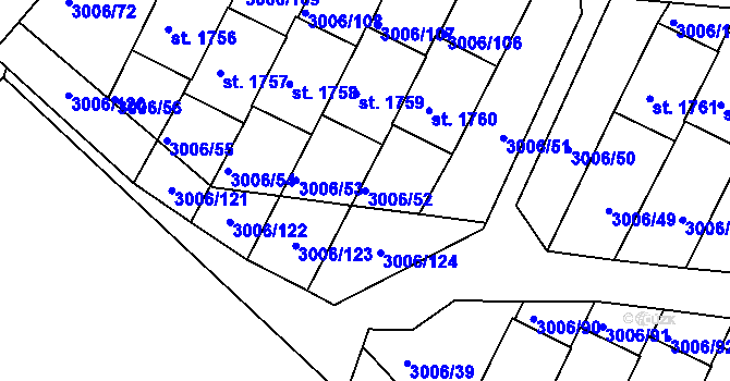 Parcela st. 3006/52 v KÚ Týnec nad Sázavou, Katastrální mapa