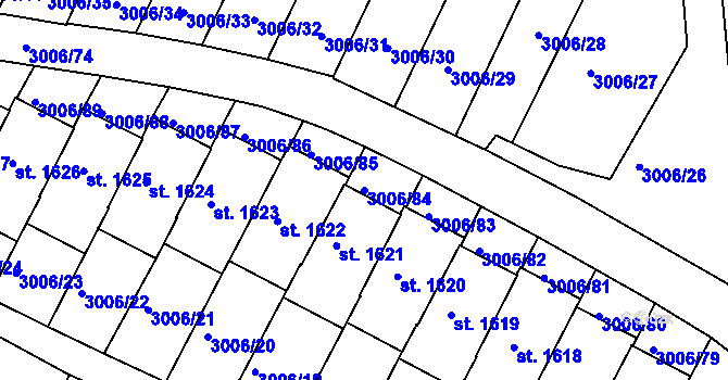 Parcela st. 3006/84 v KÚ Týnec nad Sázavou, Katastrální mapa